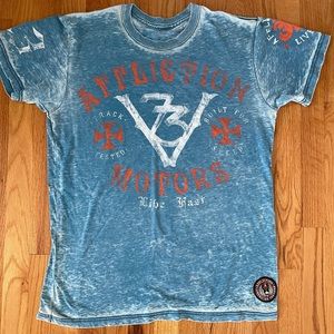 COPY - Affliction blue short sleeve shirt, Men’s size XL
